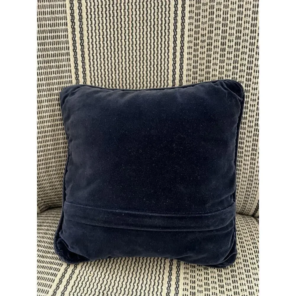 Vintage Needlepoint Wool Tapestry Throw Floral‎ Pillow Neutral Blue Purple 9”